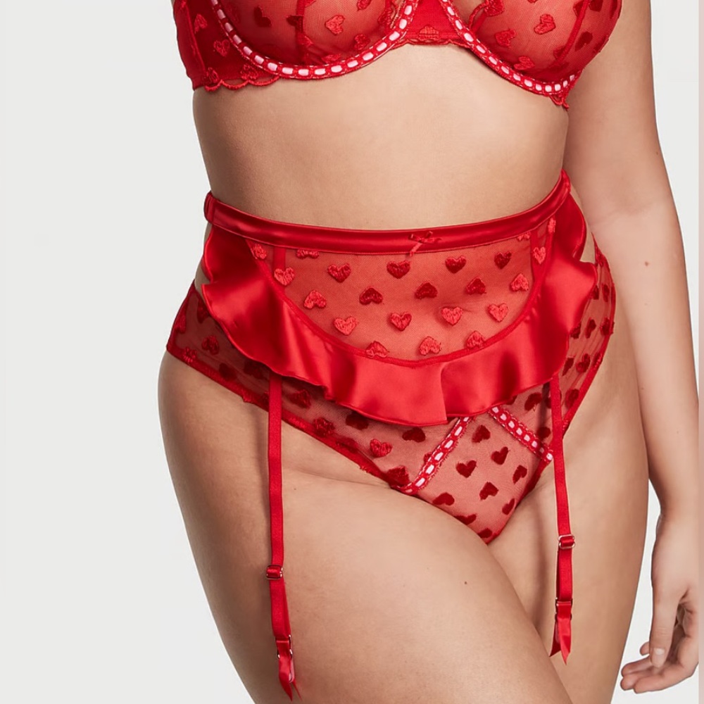 Victoria’s Secret NWT Dream Angels heart embroidery skirt garter XS/S